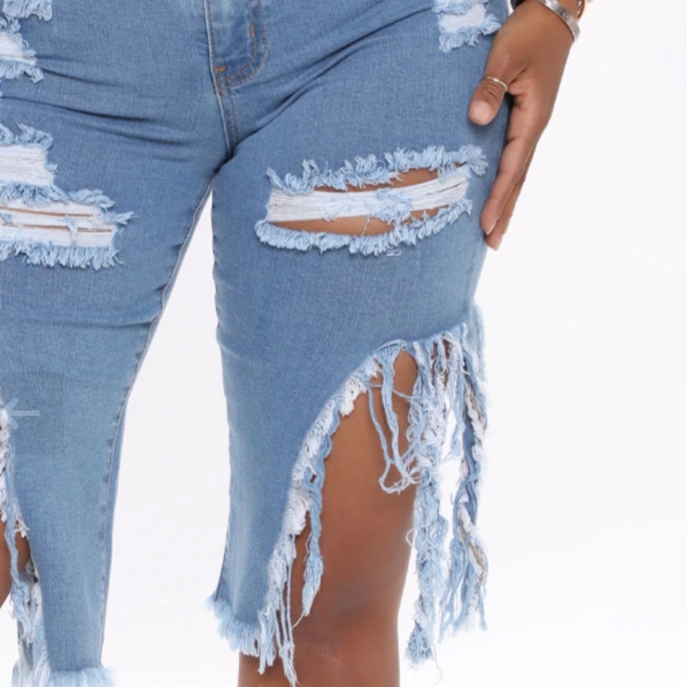 Savage Custom Distressed Bermuda Knee Shorts - Picture 10 of 16